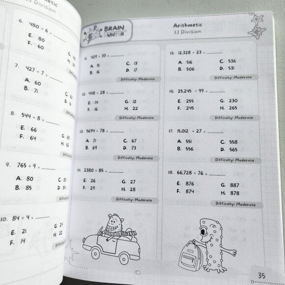 Math Practice Workbook Grade 4-5 1000+ Questions Brain Teaser Addition Algebra G - Picture 9 of 12